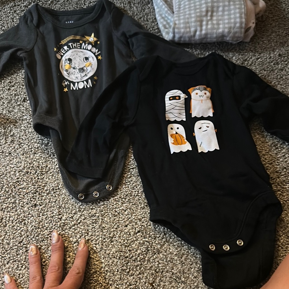 Cat & Jack Black and Gray Bodysuits with Fun Designs
